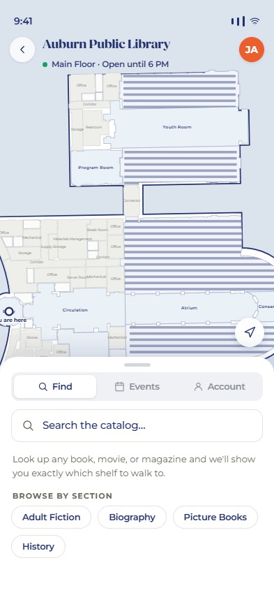Find tab default state mockup