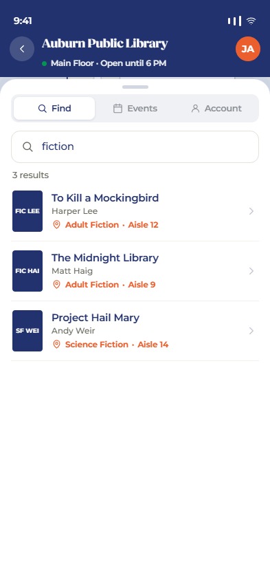 Search results mockup